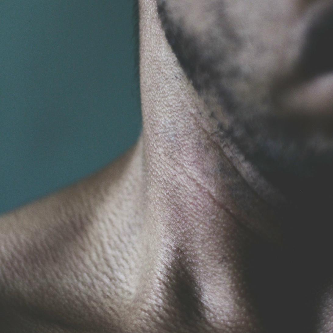 Close-up of neck and collarbone - the territory of bodywork practice